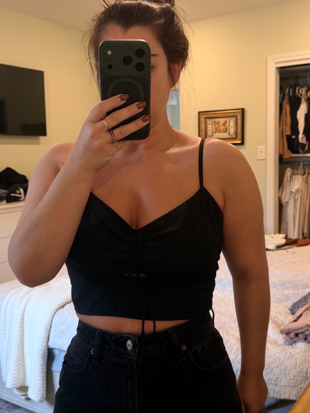 Abercrombie & Fitch Black Ruched Drawstring Cami